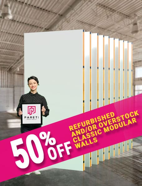 Get great deals on gallery walls, exhibit walls. room dividers and room makers at Pareti's Summer Warehouse Sale