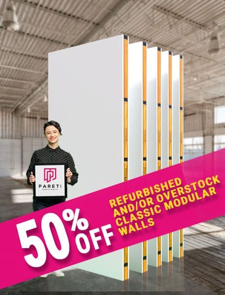 Get great deals on gallery walls, exhibit walls. room dividers and room makers at Pareti's Summer Warehouse Sale